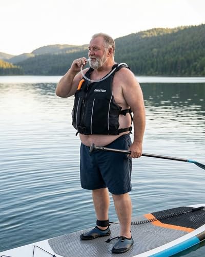 Adult Black Owntop Swim Jacket with Hydration Pack | Lightweight Water Sports Vest 3XL