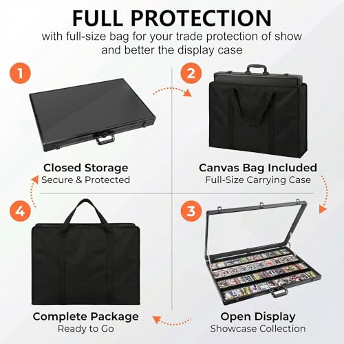 Large Aluminum Trade Show Display Case 34x22 Inches with Lock Black - Portable Collectibles & Sports Cards