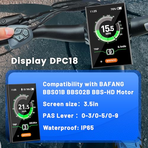BAFANG 5 Pin Ebike Display DPC18 for BBS01B BBS02B BBSHD Mid Drive