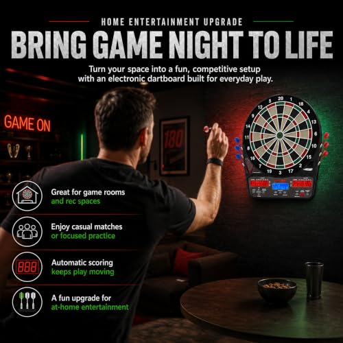 Viper Electronic Soft Tip Dart Board with Automatic Scoring - 15.5 Inch Regulation Size, 50 Games