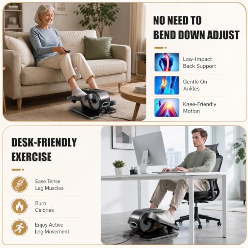 Low Impact Under Desk Elliptical for Seniors - Quiet Leg Exerciser, Portable Cardio Machine