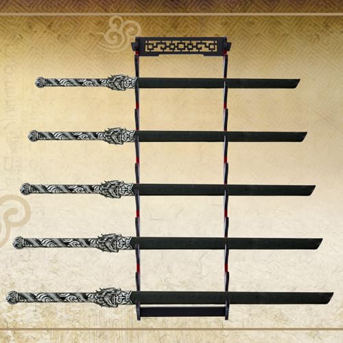 10-Tier Samurai Sword Wall Mount Holder Velvet Padded Display Rack
