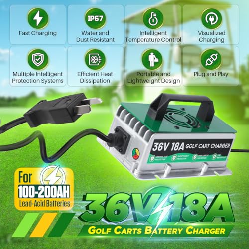 36V Golf Cart Battery Charger 18A for EZGO Yamaha Club Car Waterproof