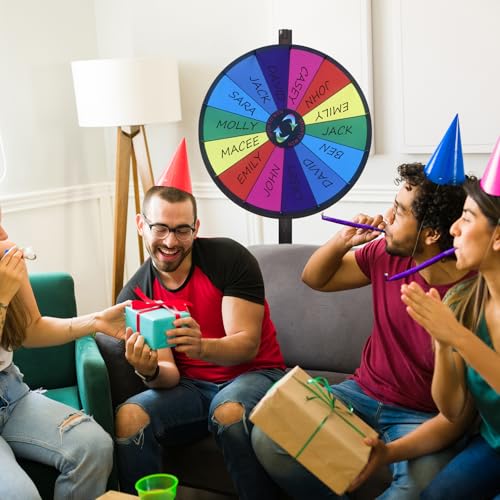 iElyiEsy 24-Inch Spinning Prize Wheel with Adjustable Height Floor Stand - 12 Slots