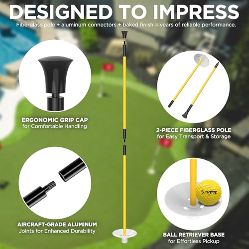 KINGTOP 3 ft Golf Flagstick & Hole Cup Set with 3 Yellow Poles & Red Flags