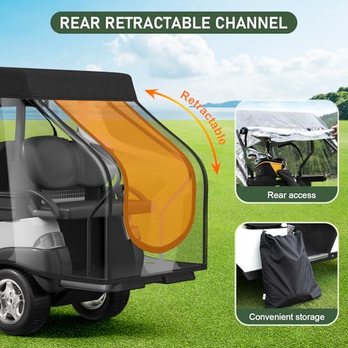 Black 58-Inch Short Roof Golf Cart Enclosure Rain Cover for EZGO & Club Car