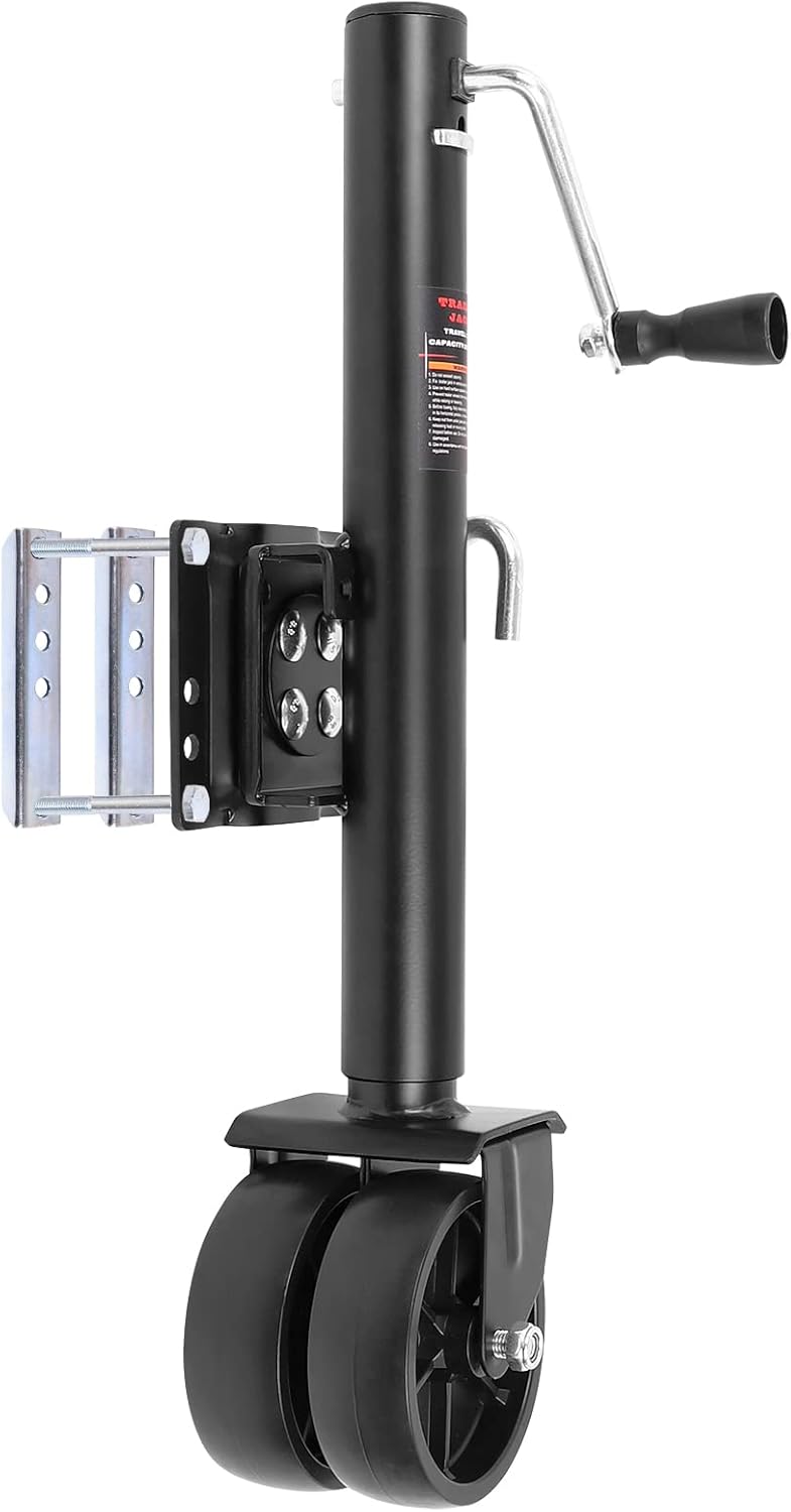 Swivel Boat Trailer Jack - 2000 lbs Heavy Duty Marine Jack with 6" Dual Wheels & 12" Lift Travel