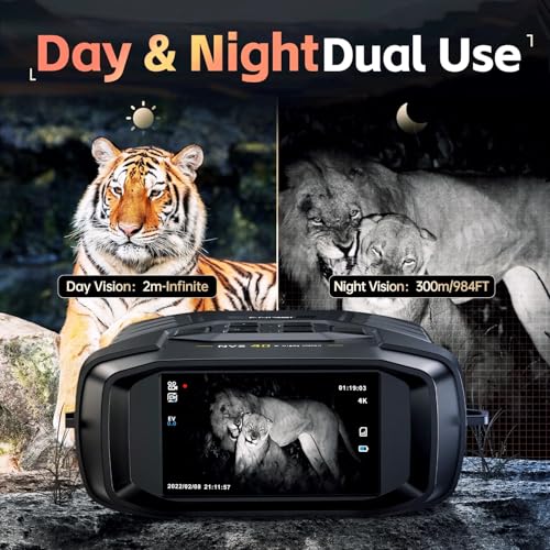 FNIRSI NVS40 4K Night Vision Goggles with 36MP Camera, Long Range Wildlife Observation
