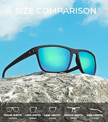 KALIYADI Polarized Sunglasses Men - Lightweight UV Protection for Driving, Fishing, Golf - Black/Green/Red