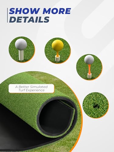 Sturdum Green 5x4ft Golf Hitting Mat Set with Rebound Turf & Tees - 21mm