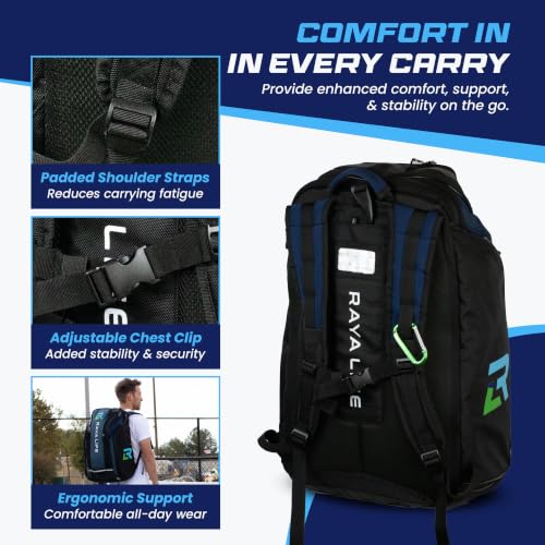 Navy/Black Oversized Waterproof Pickleball Backpack with Shoe Compartment & Fence Hook