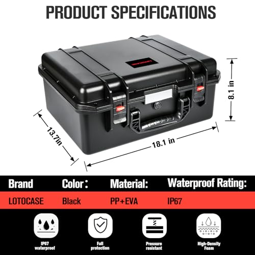 TSA Pistol Gun Case for 7 Handguns - Black, Waterproof & Lockable