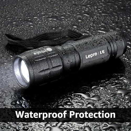 LED Flashlight Waterproof Focus Light Black - Portable Handheld Torch