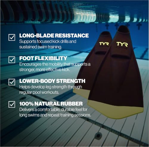 Unisex Medium Swim Fins for Kick Training & Leg Strength - Natural Rubber