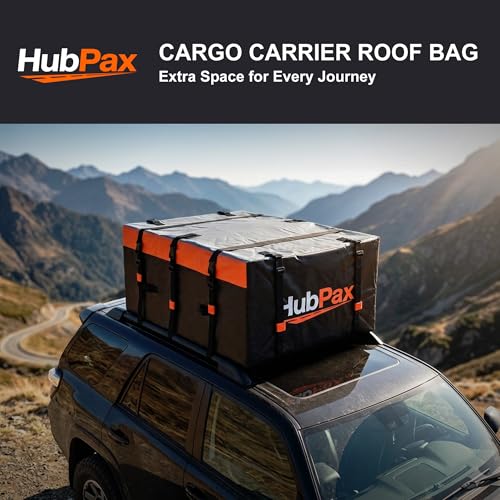 HubPax 21 Cu Ft Car Rooftop Cargo Carrier Bag Without Rack - Waterproof & Easy Install