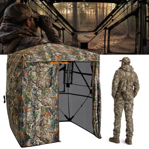 See-Through Hunting Blind with Adjustable Windows & Large Door - Ground Deer Blind