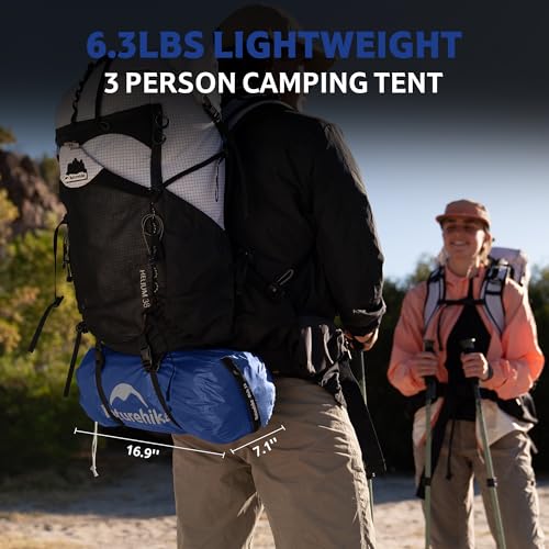 Naturehike Bleik-A 3-Person Waterproof Camping Tent Blue Lightweight Backpacking Shelter