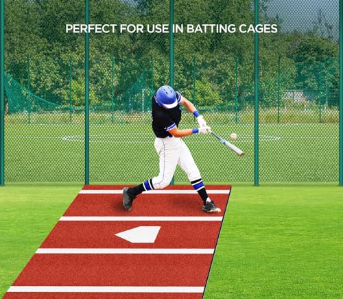 Clay Baseball Hitting Mat 6' x 4' Batting Turf with Batters Box & Home Plate