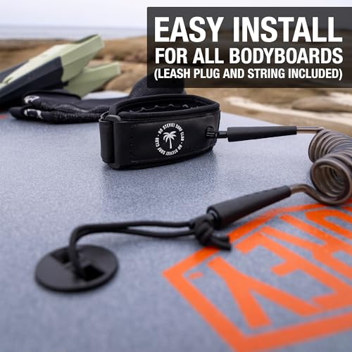 4ft Bodyboard Leash - Adjustable Padded Arm Cuff & Tangle-Free Coil Cord