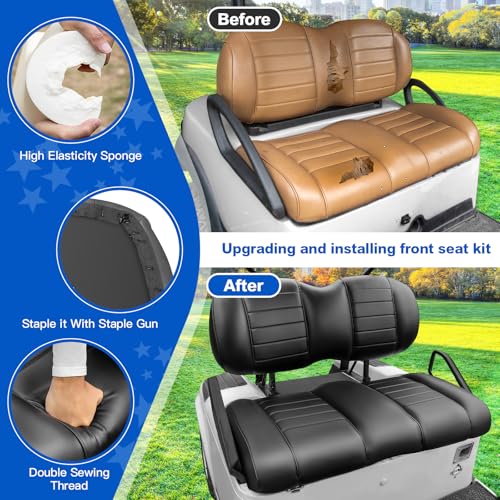 NOKINS Black Front Seat Kit for EZGO TXT 1994-Up & RXV 2008-Up Golf Carts