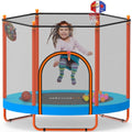 ATIVAFIT 5 FT Rebounder Trampoline for Kids Indoor Outdoor Blue-Orange