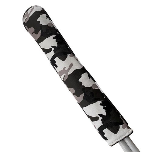 Grey Camo Golf Alignment Stick Cover - Synthetic Leather Holder for 2 Sticks