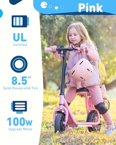 Hiboy Q2 Lite Electric Kids Scooter with Seat & 3-Speed - Peachy Pink