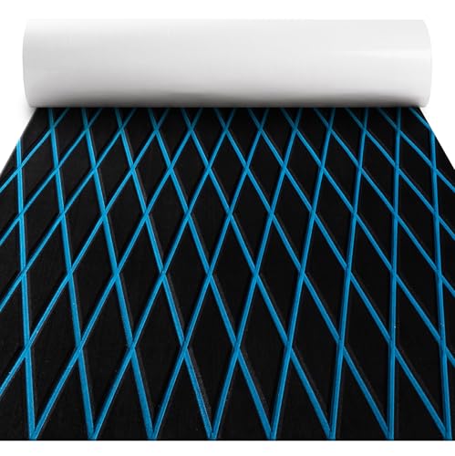 Black with Blue Lines EVA Boat Flooring Sheet 74x27 inches Marine Decking Mat