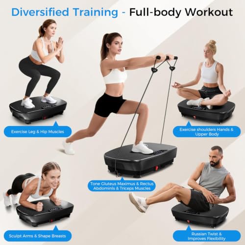 Large Black Vibration Plate Exercise Machine for Full Body Toning & Lymphatic Drainage