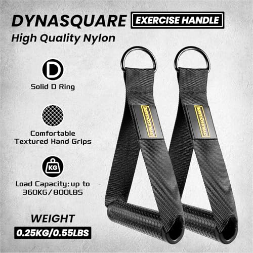DYNASQUARE Black Heavy Duty Steel Cable Machine Attachments Set for Home Gym