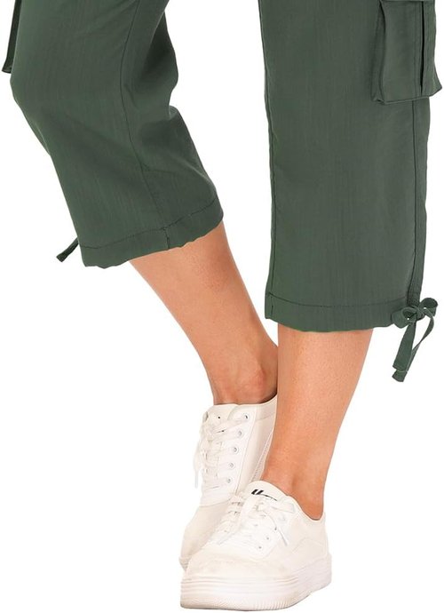 MoFiz Women's Capris - Lightweight Casual Pants with Pockets | Comfortable Baggy Cargo Design