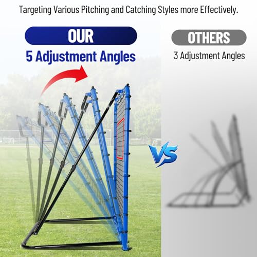 SPOYNAL Baseball Rebounder Net 4x4.5 ft Adjustable Angles Practice Equipment