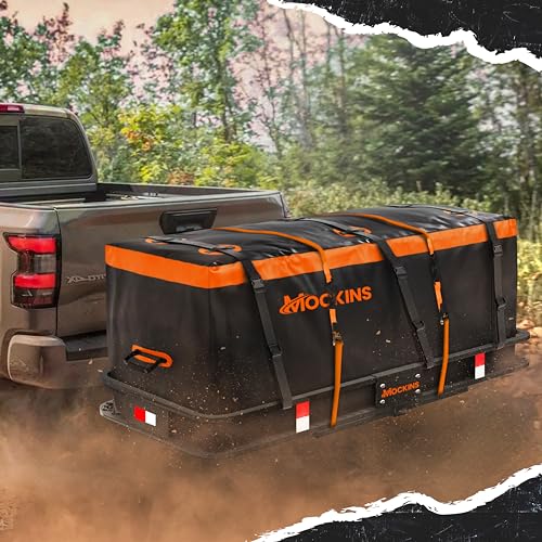 Mockins 16 Cu Ft All-Weather Vinyl Hitch Cargo Carrier Bag - Black/Orange
