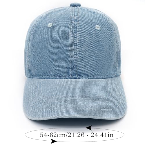 Blue Adjustable Baseball Cap for Men Women Classic Strapback Sun Hat