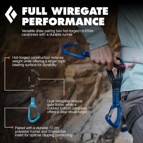 Black Diamond Hotwire Rock Climbing Quickdraws 6-Pack, 12cm Desert Sky