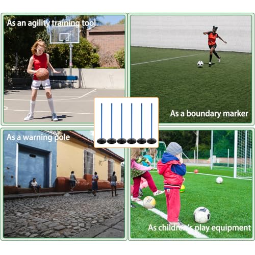 6 Pack 3.3 FT Soccer Agility Poles Set with Rubber Bases - Speed & Training Equipment