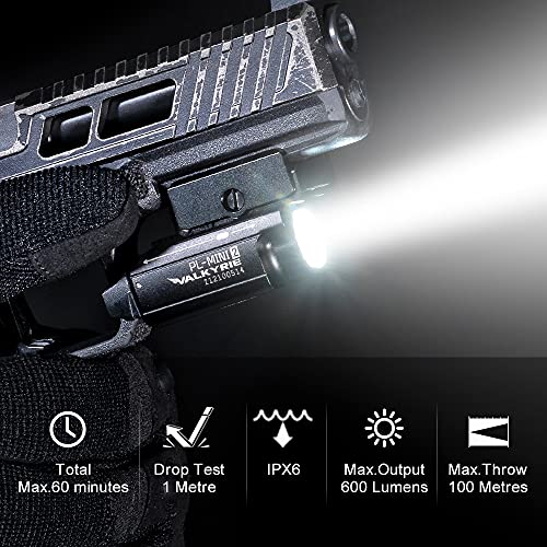 OLIGHT PL-Mini 2 Compact Weapon Light Black for GL & 1913 Rails, Adjustable, 600 Lumens