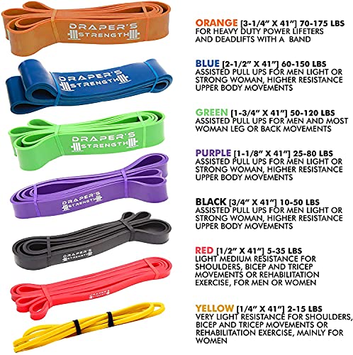 Heavy Duty Resistance Loop Bands Set - 6 Colorful Latex Exercise Bands for Powerlifting & CrossFit, 13, 41 Inch