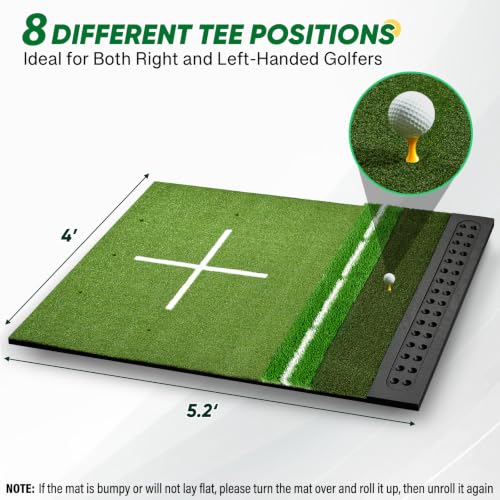 Golf Hitting Mat 3'11 x 5'2 Inch 26-45mm Thick with 3 Turf Zones & Ball Tray - Indoor & Outdoor Practice