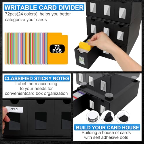 ATPWONZ 21-600 CT Trading Card Storage Box with 72 Dividers & Labels