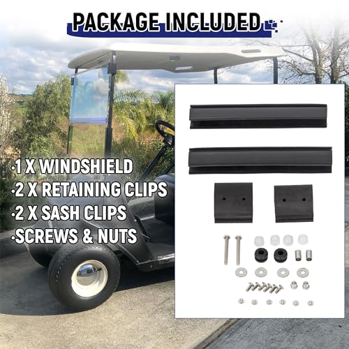 Clear Golf Cart Windshield Compatible with EZGO TXT & Medalist 94-14 - Folding Acrylic