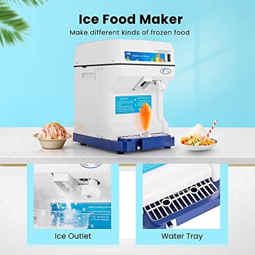 VIVOHOME Commercial Electric Ice Shaver 265lbs/hr Blue for Snow Cones & Slushies
