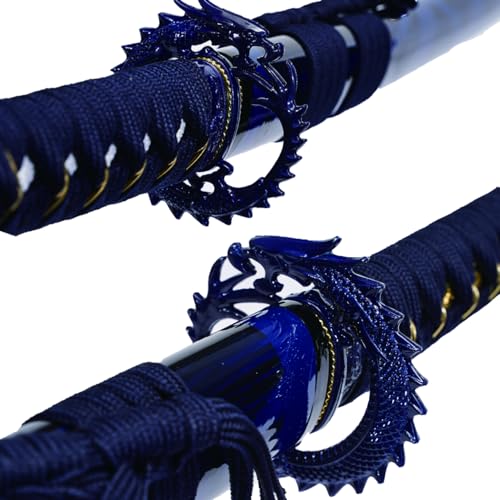 Japanese Katana Samurai Sword Handmade High Carbon Steel 1045 Blue Pattern Gift for Martial Arts & Collectors