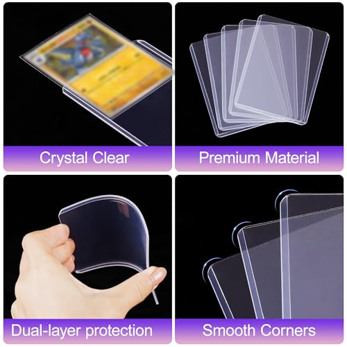 400 Pack Card Sleeves 3x4 Inches for Trading Cards - 200 Hard + 200 Soft Sleeves
