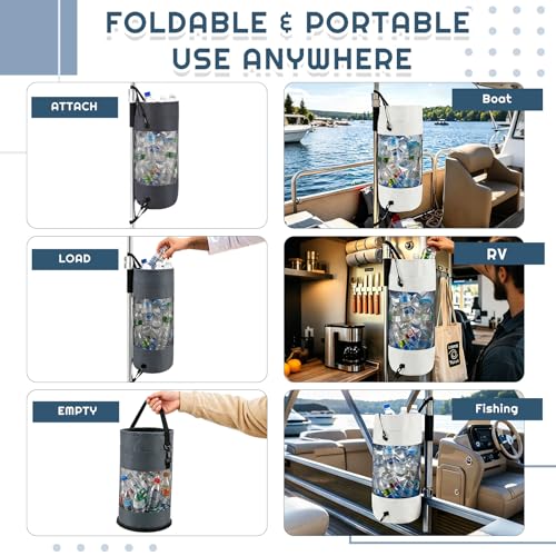 2 Pack Boat Mesh Trash Bags - White and Grey Portable Garbage Holders