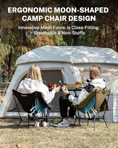 Gonex Portable Camping Chair 2-Pack Black Lightweight Collapsible Backpacking Seat