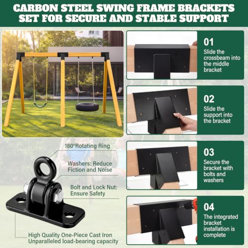 Duraaamo Heavy Duty Swing Set Bracket Kit Black - DIY Backyard Playground Hardware