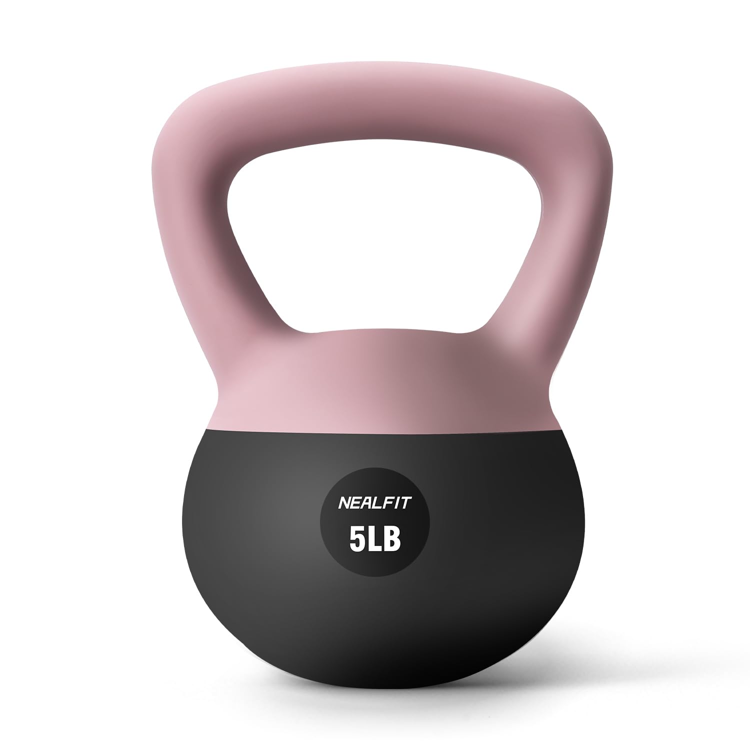 NEALFIT Soft Kettlebell 5LB/10LB/15LB/20LB/25LB, Kettlebells for Home Gym Strength Training, Anti-Slip Fitness Weights for Men Women (5LB Pink-Graphite Black)