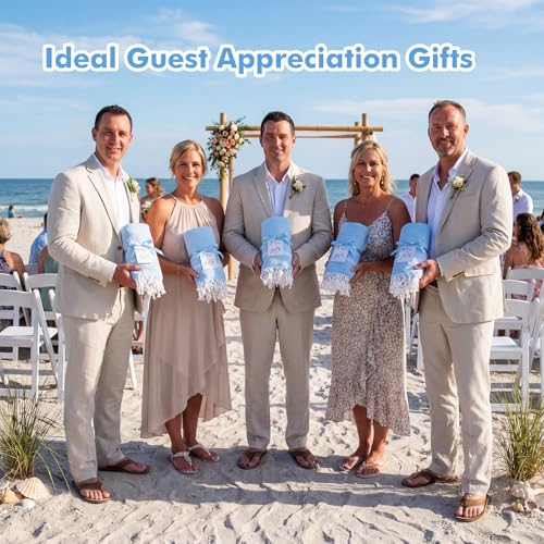 HunnmingRe 12-Pack Turkish Beach Towels Set 71x36 Sky Blue Wedding Favors