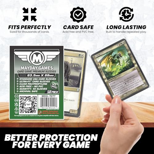 MayDay Games 63.5 x 88mm Premium Card Sleeves Bundle 4x50 Pack, Clear, Acid-Free